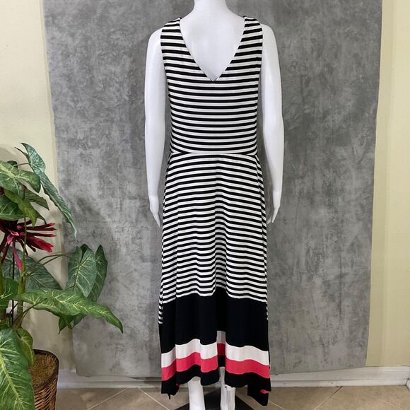 Signature by Robbie Bee Sleeveless Maxi Dress Size L Multi contrasting stripes - Picture 6 of 12